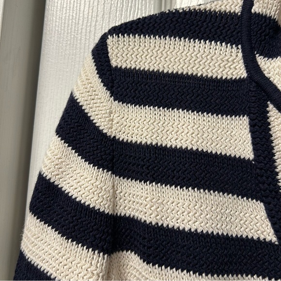 Navy and White Striped Women Sweater - Picture 2 of 6